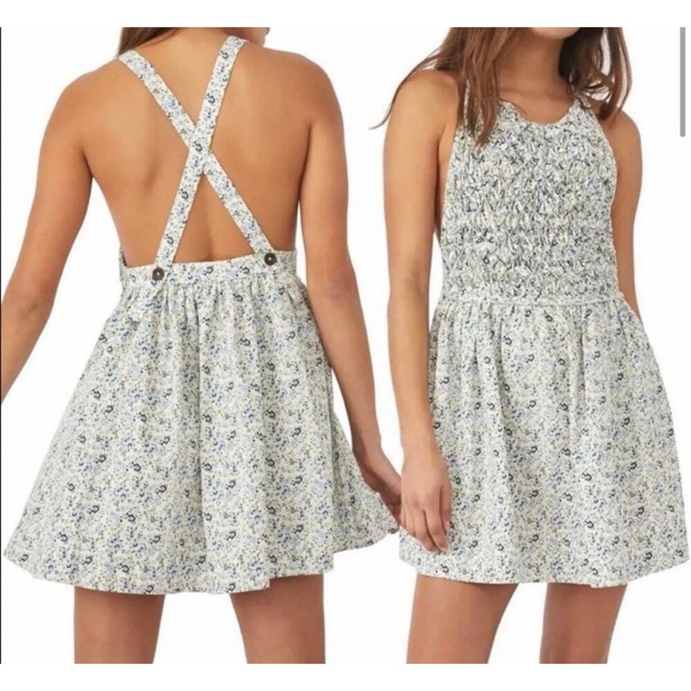 NWT Free People Cotton Petunia Mini Dress Women's Tea Combo L $128 Boho Floral - Picture 5 of 16